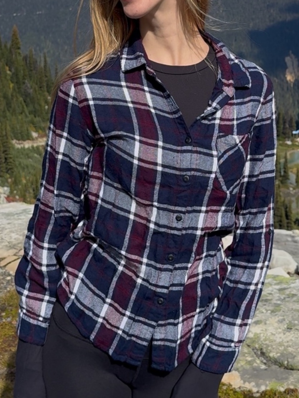 miami Plaid Button-Down Shirt - Navy & Burgundy